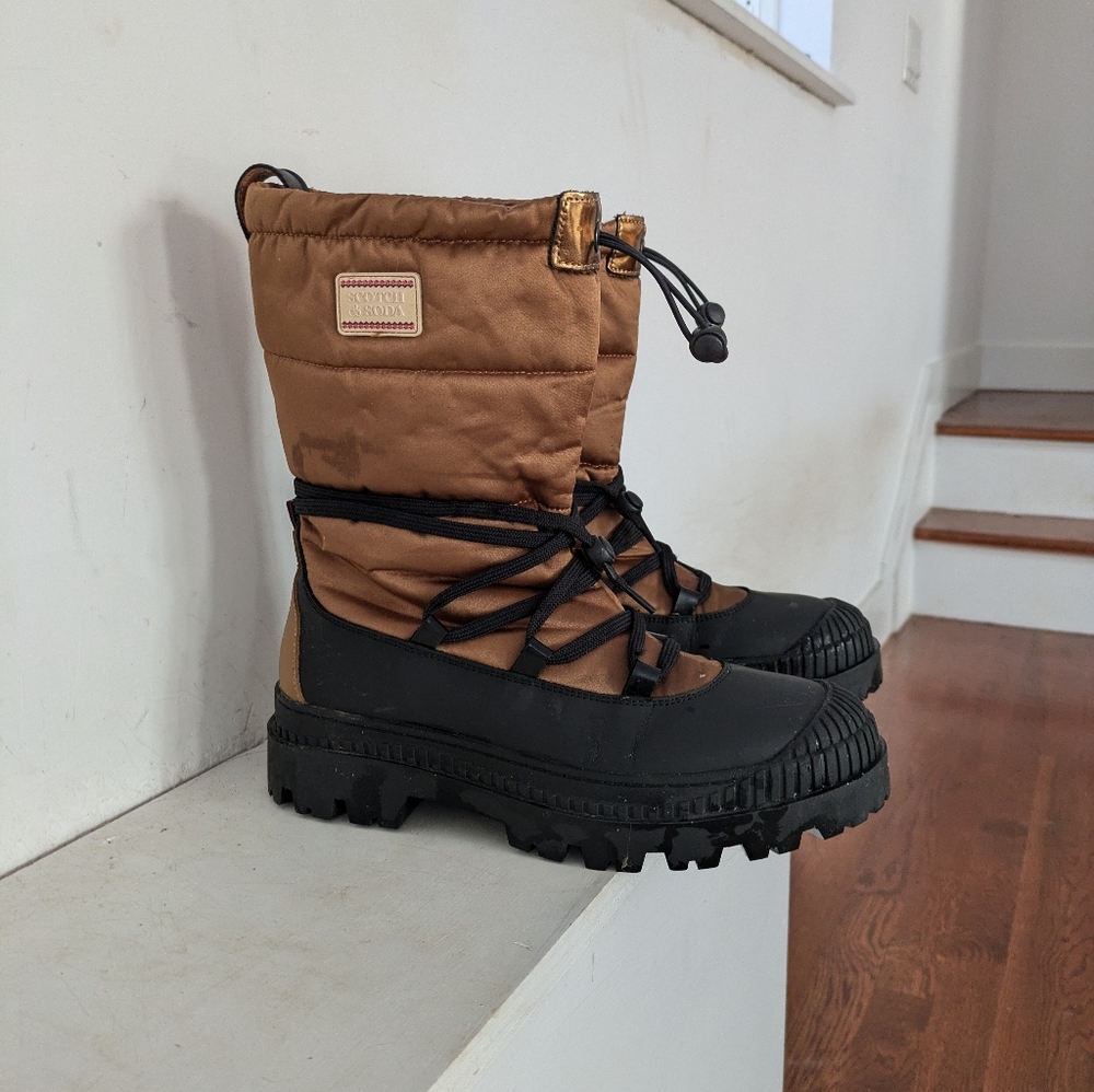 Scotch & Soda Rugged Chic Winter Snow Boots Bungee Lace  Quilted sz 38 - Picture 3 of 12